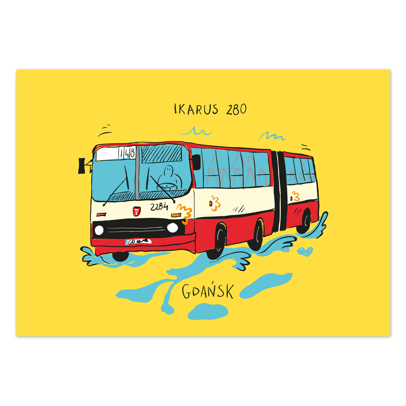 Pocztówka Gdańsk Autobus Ikarus 280 - 0