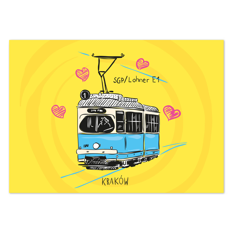 Pocztówka Kraków Tramwaj Lohner E1 