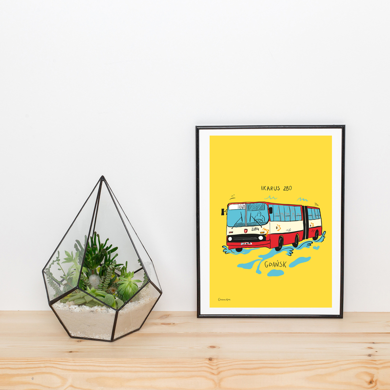 Plakat A4 Gdańsk Autobus Ikarus 280 - 0