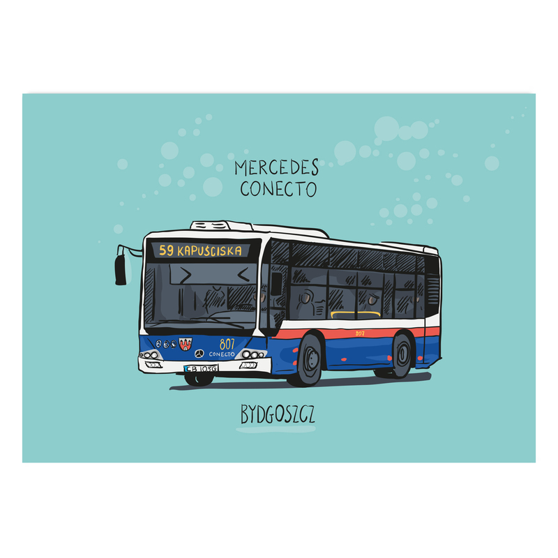 Pocztówka Bydgoszcz Autobus Mercedes - 0