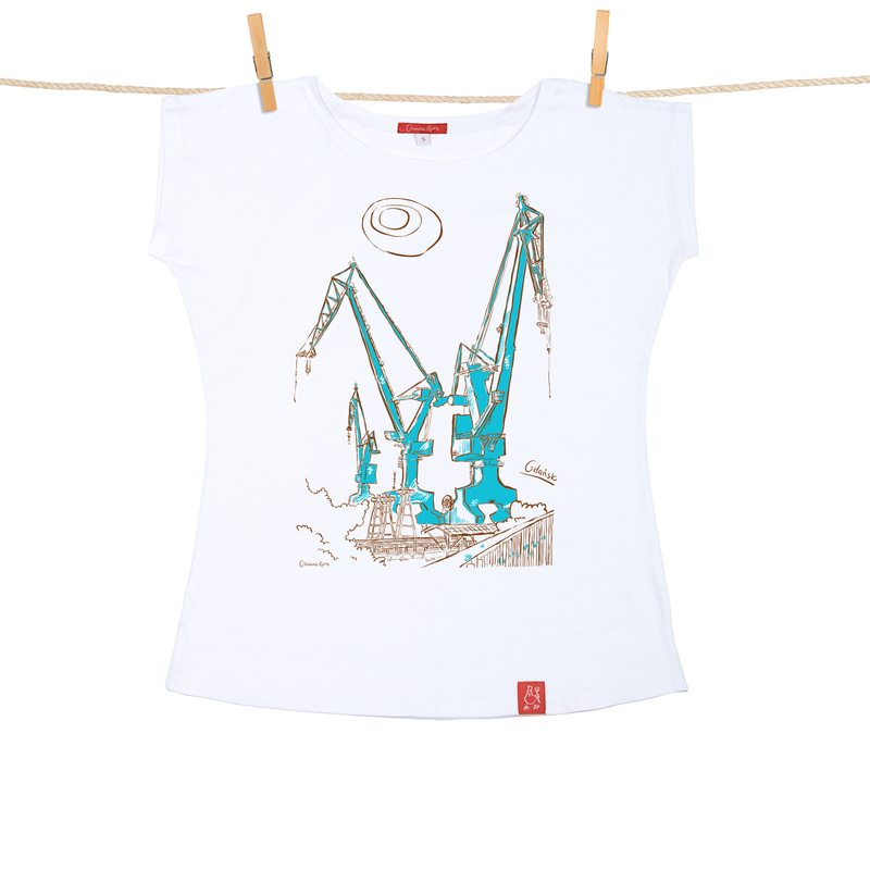 Tshirt Damski Gdańsk Dźwigi biały L