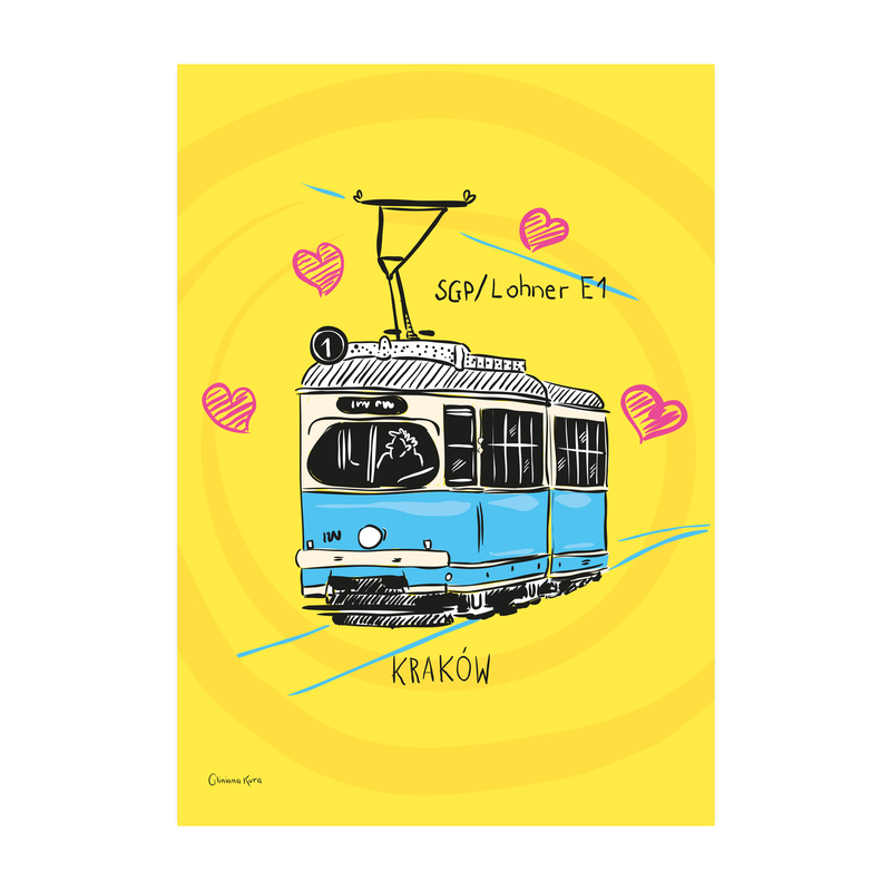 Plakat A4 Kraków Tramwaj Lohner E1 "Wiedeńczyk"