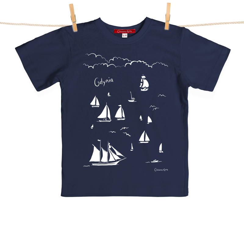 Tshirt Dziecięcy Gdynia Żaglowce granatowy 12-14 lat