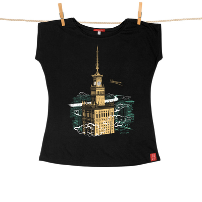 Tshirt Damski Warszawa Pałac Kultury i Nauki czarny L