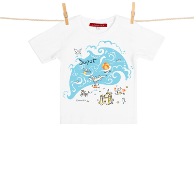 Tshirt Dziecięcy Sopot Plaża biały 2 lata