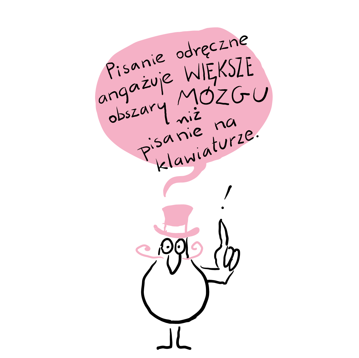 Gliniana Kura przypomina, że&nbsp;pisanie odręczne angażuje m&oacute;zg bardziej niż pisanie na&nbsp;klawiaturze.