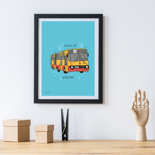 Plakat A4 Warszawa Autobus Ikarus 280 2