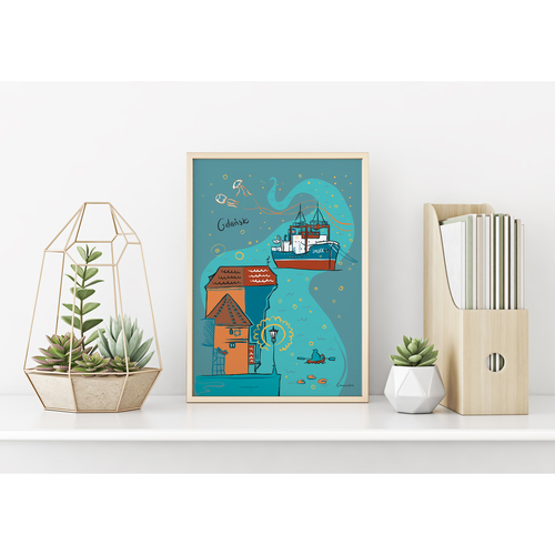Plakat A4 Gdańsk Żuraw Noc 2