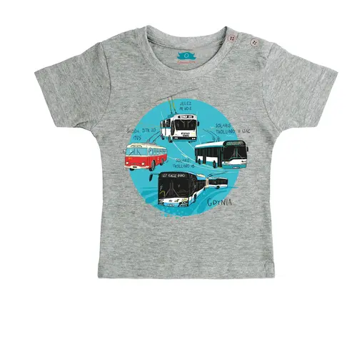 Tshirt Dziecięcy Gdynia Trolejbusy szary, od 0 do 1 roku 2