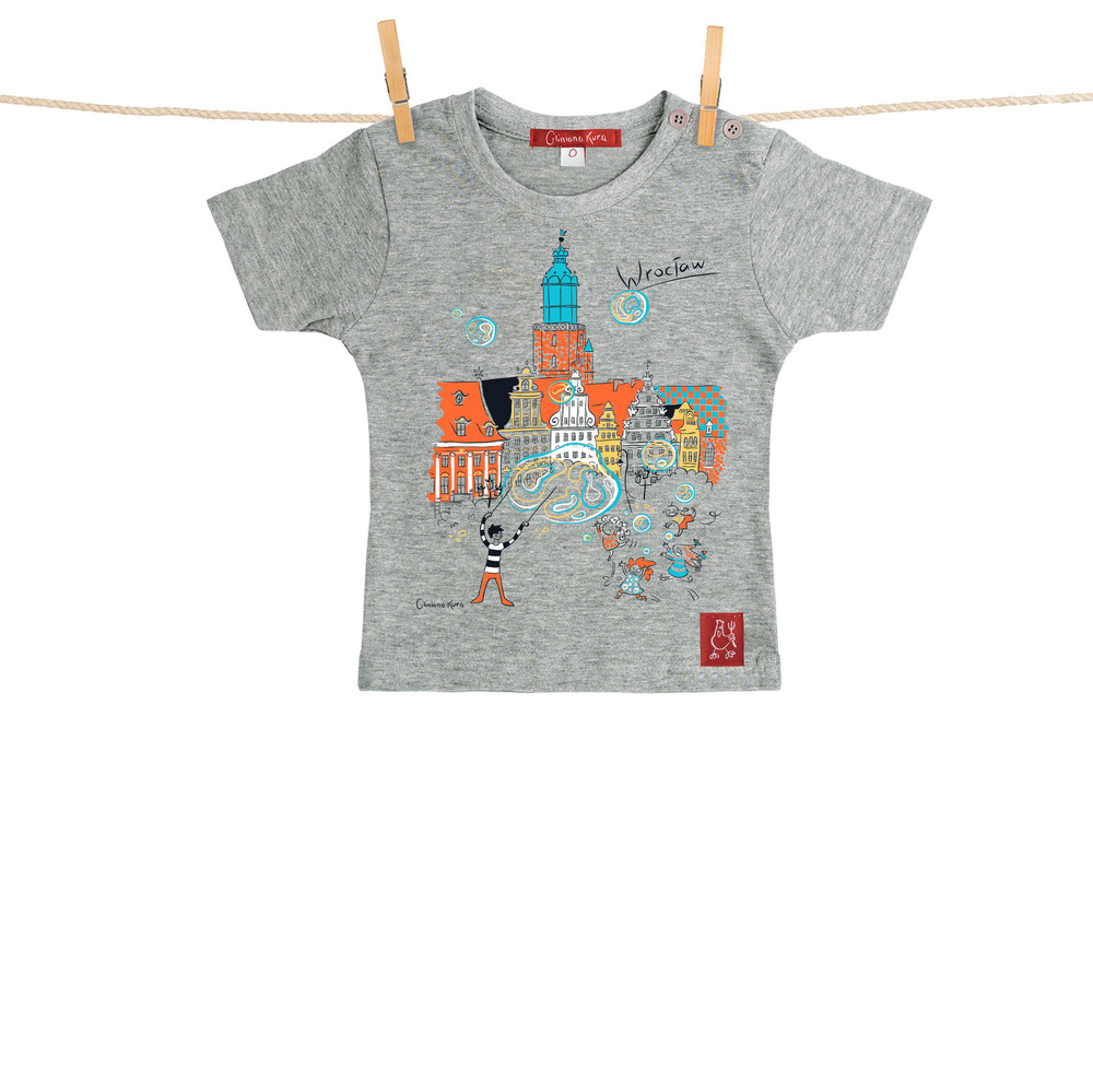 Tshirt Dziecięcy Wrocław Kamieniczki szary od 0 do 1 roku 1
