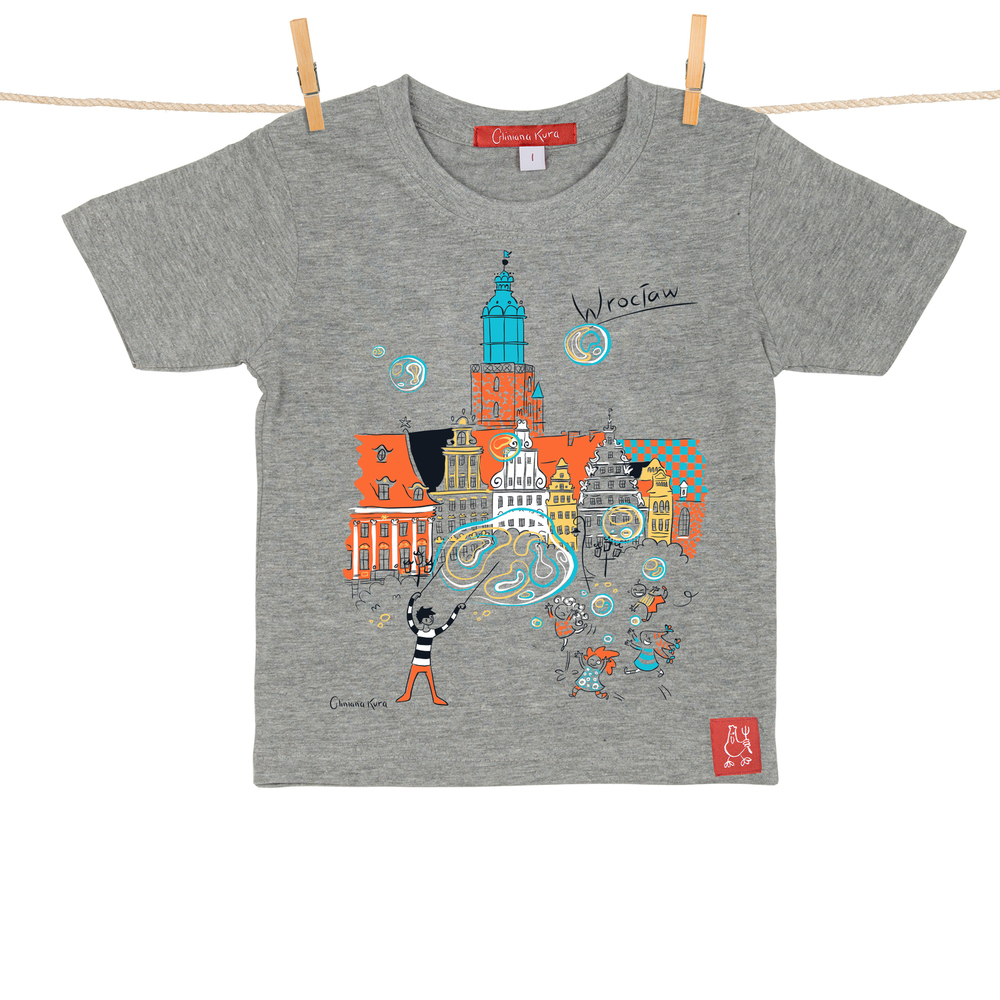 Tshirt Dziecięcy Wrocław Kamieniczki szary 2 lata 1