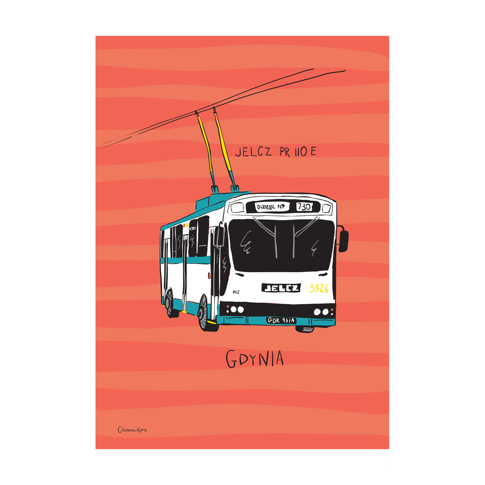 Plakat A4 Gdynia Trolejbus Jelcz PR110E 1