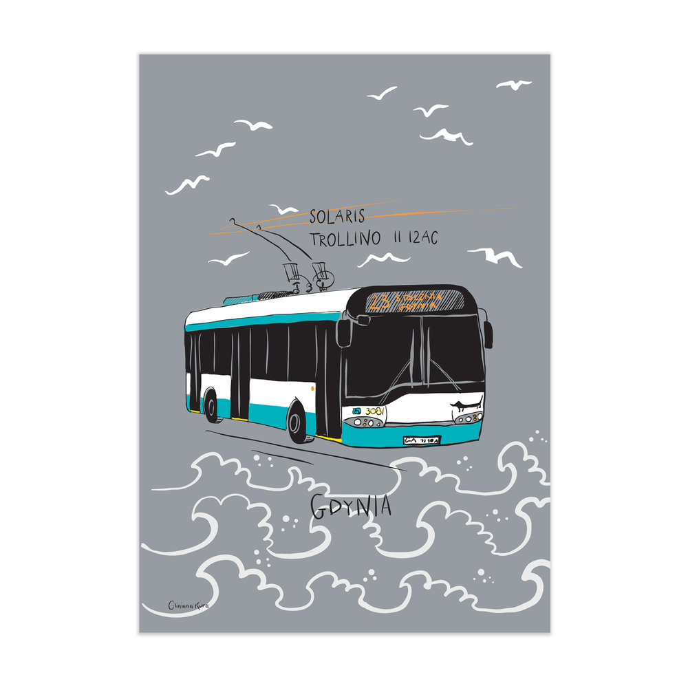 Plakat A4 Gdynia Trolejbus Solaris Trollino II 12AC 1