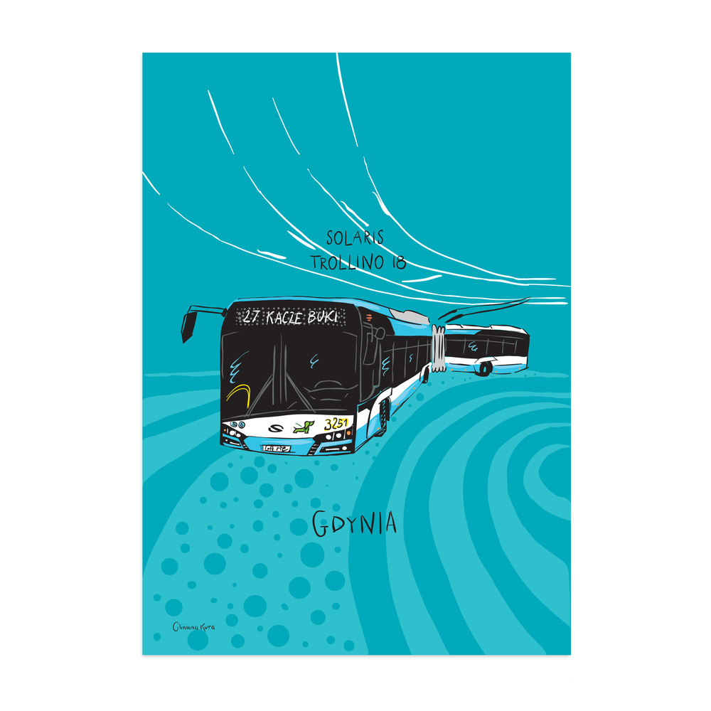 Plakat A4 Gdynia Trolejbus Solaris Trollino 18M 1