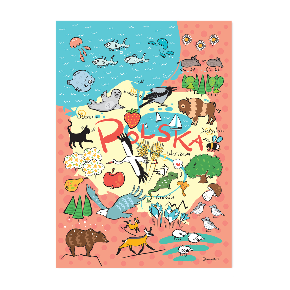 Plakat A4 Polska Natura Mapka 1
