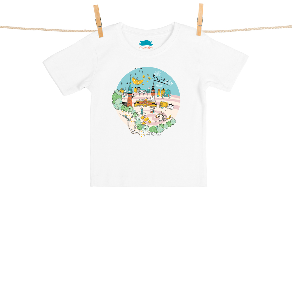 Tshirt Dziecięcy Kraków Panorama biały 1 rok 1