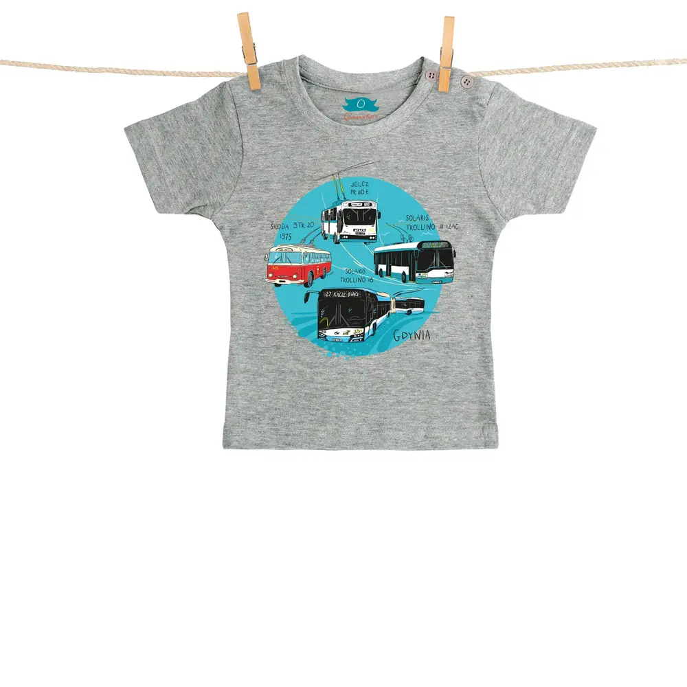 Tshirt Dziecięcy Gdynia Trolejbusy szary, od 0 do 1 roku 1