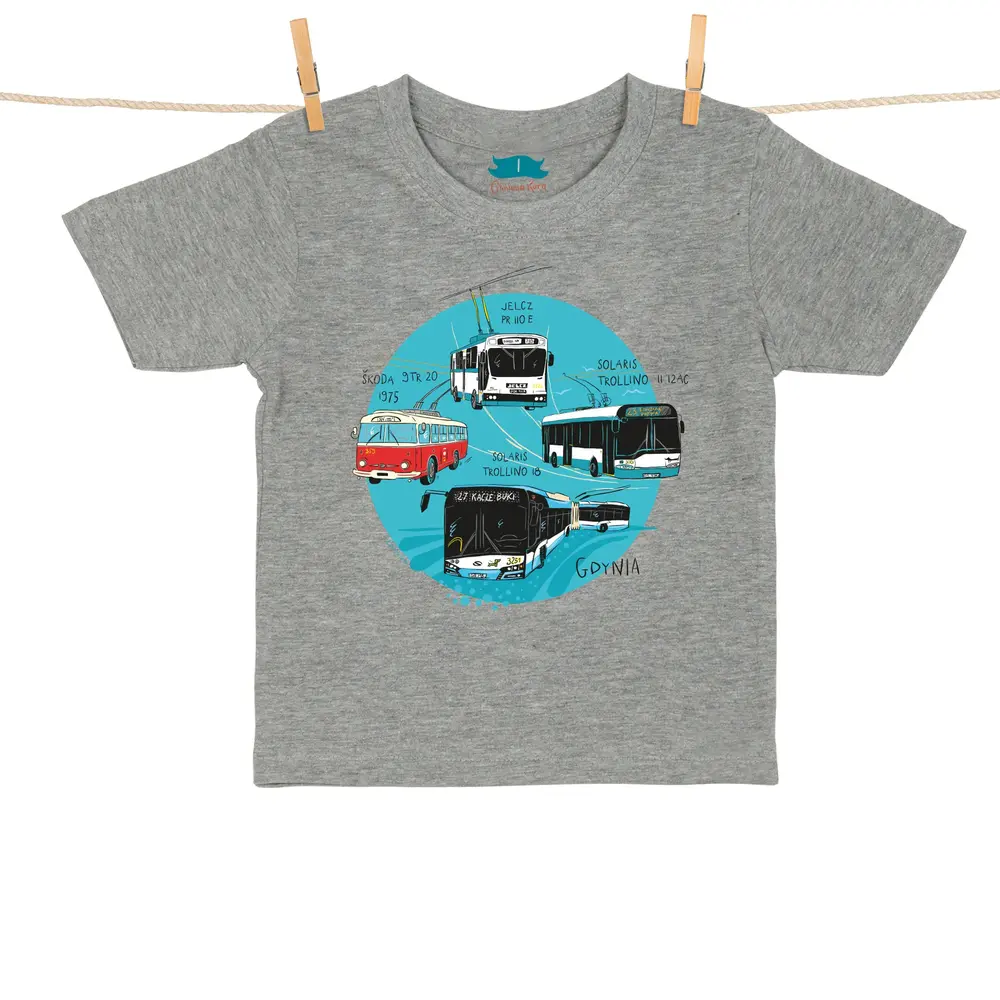 Tshirt Dziecięcy Gdynia Trolejbusy szary, 1 rok 1