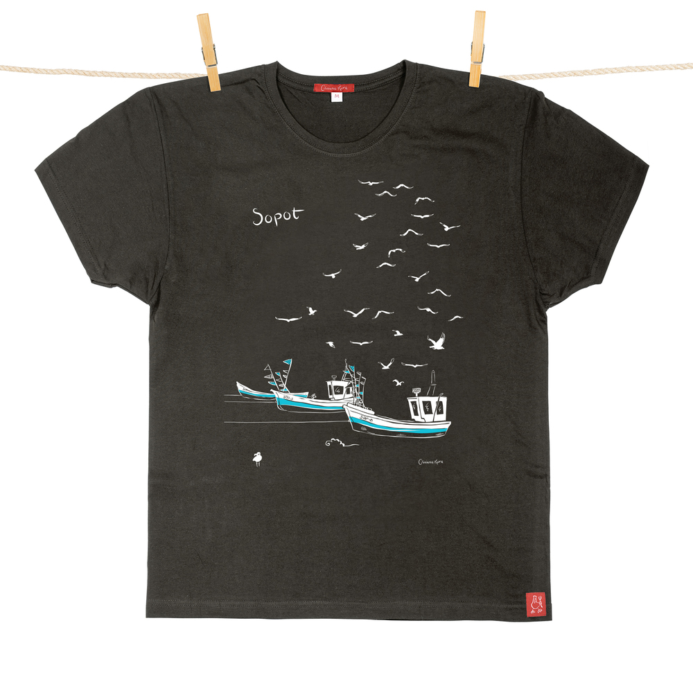 Tshirt Męski Sopot Kutry grafitowy S 1