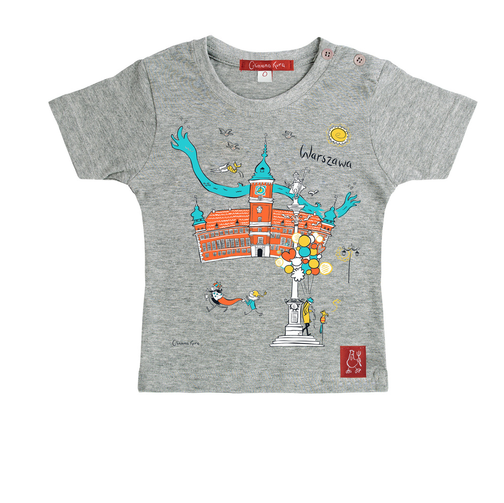 Tshirt Dziecięcy Warszawa Plac Zamkowy szary, od 0 do 1 roku 1