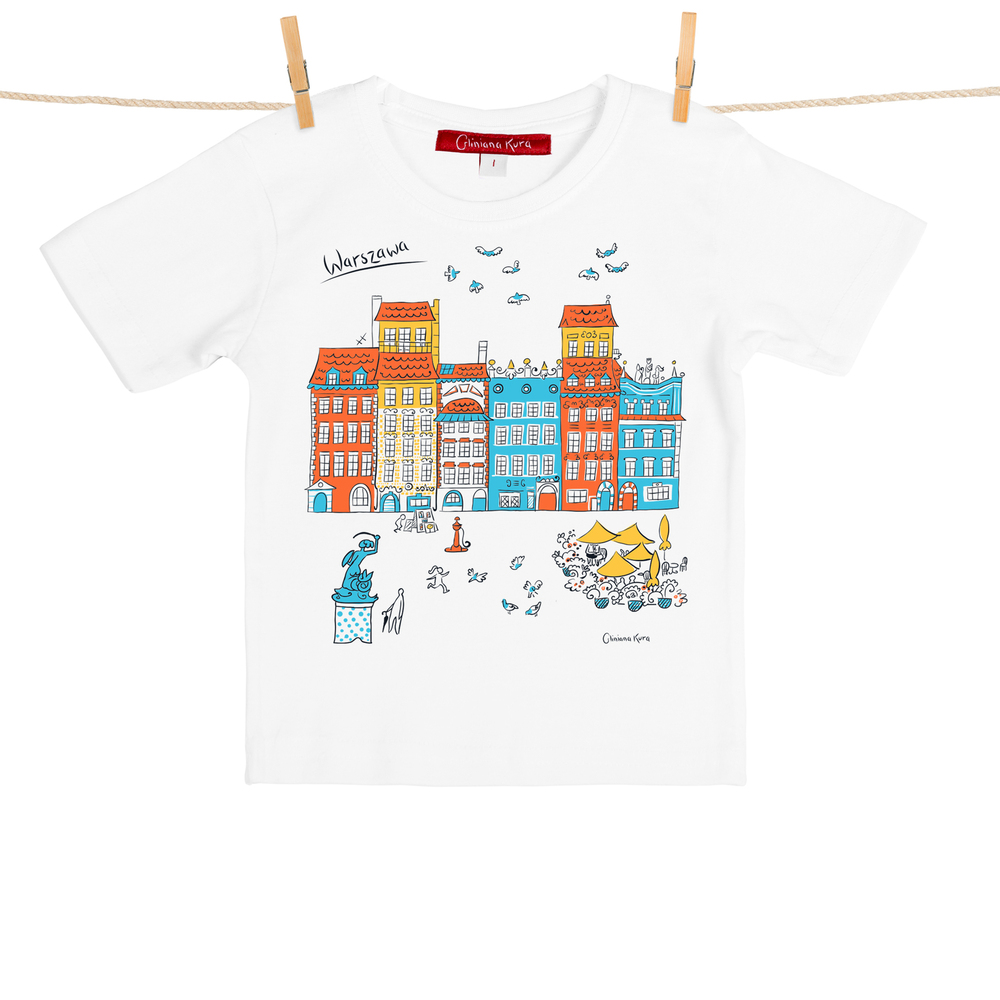 Tshirt Dziecięcy Warszawa Kamieniczki biały 2 lata 1