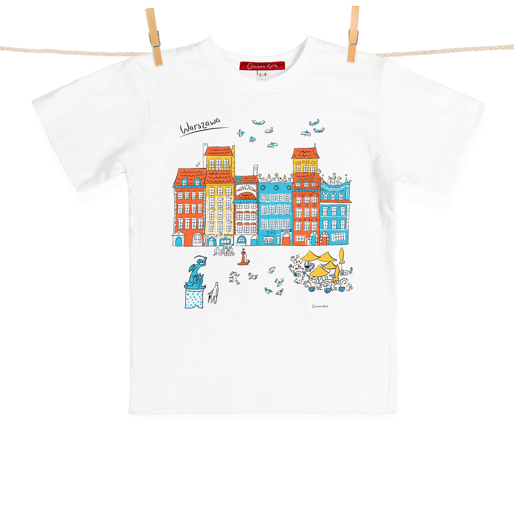 Tshirt Dziecięcy Warszawa Kamieniczki biały 12-14 lat 1