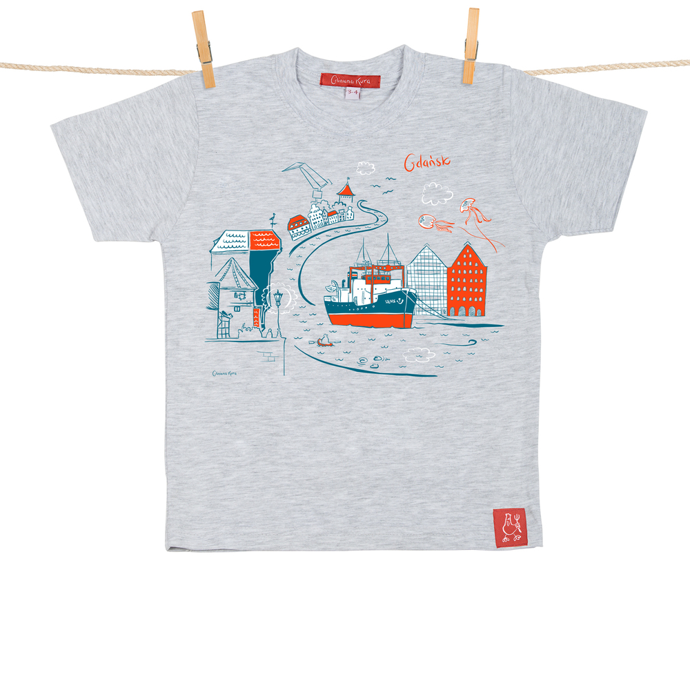 Tshirt Dziecięcy Gdańsk Żuraw i Sołdek szary 12-14 lat 1