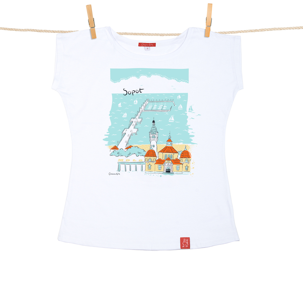 Tshirt Damski Sopot Molo biały L 1