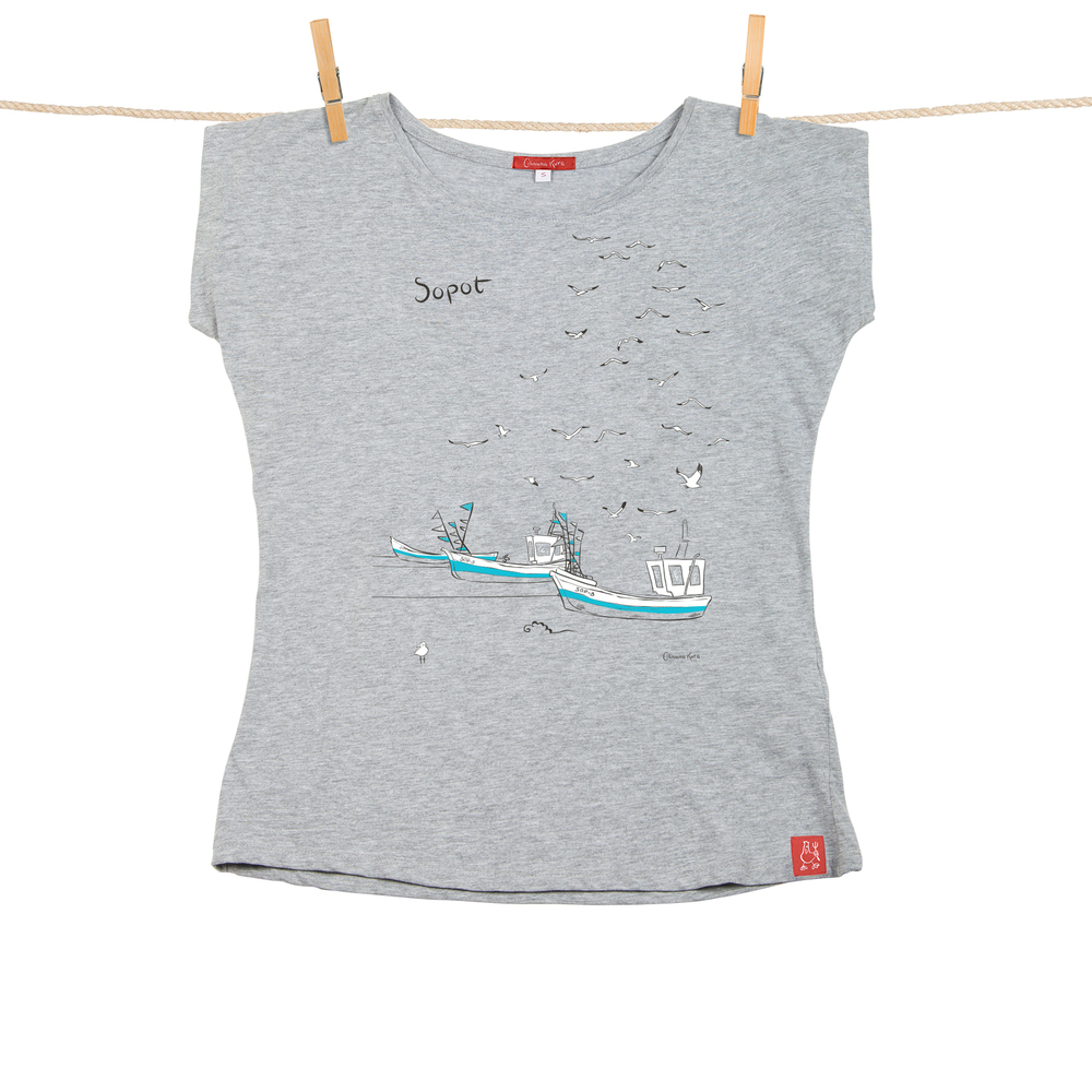 Tshirt Damski Sopot Kutry szary S 1