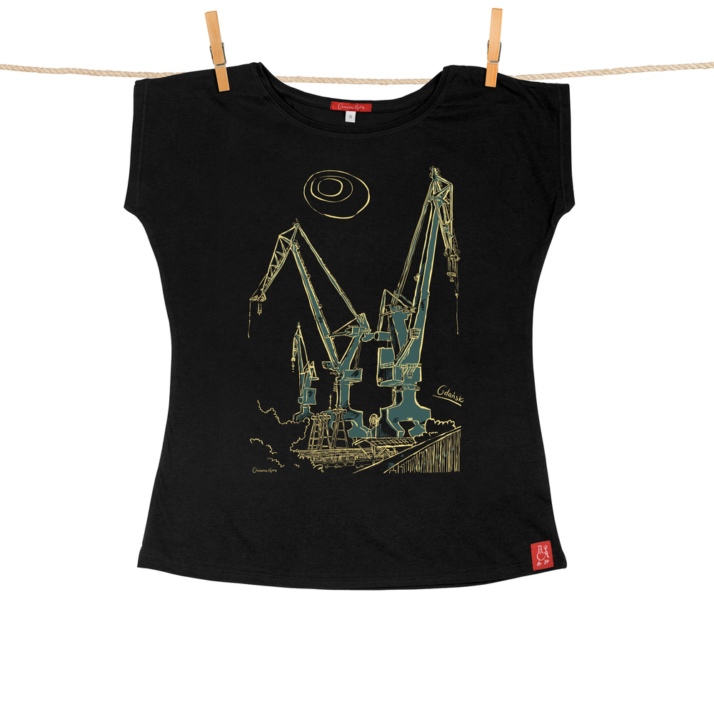 Tshirt Damski Gdańsk Dźwigi czarny  XXL 1