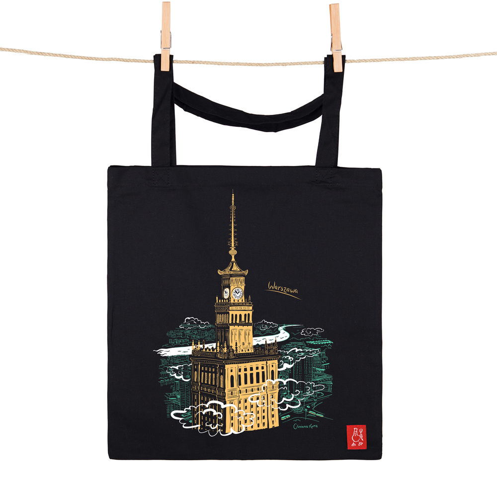 Torba bawełniana Warszawa Pałac Kultury i Nauki, czarna 1