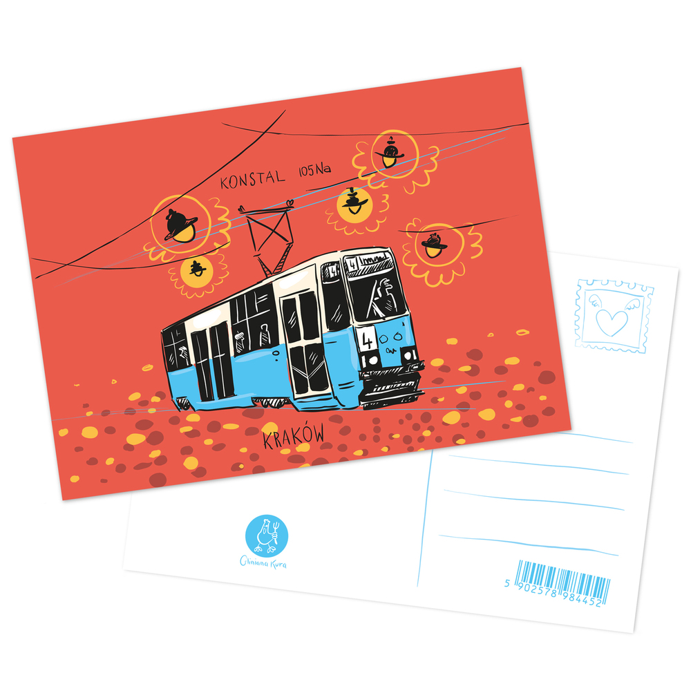 Pocztówka Kraków Tramwaj Konstal 105Na 1