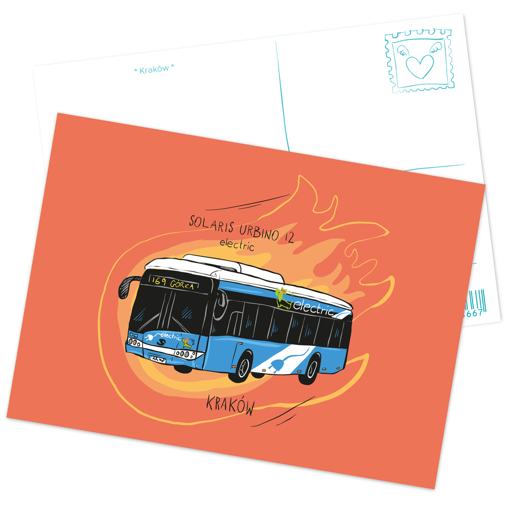 Pocztówka Kraków Autobus Solaris Urbino 12 electric 1