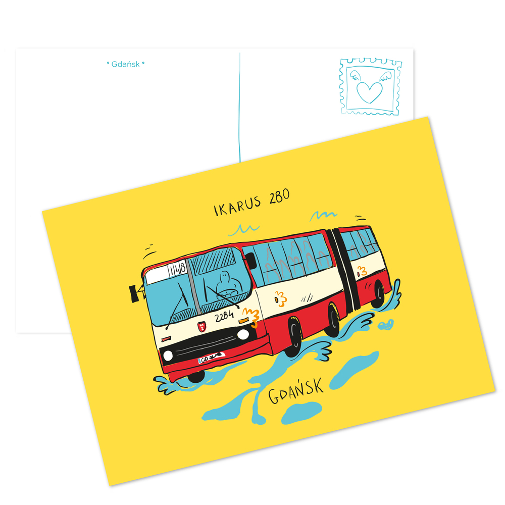 Pocztówka Gdańsk Autobus Ikarus 280 1