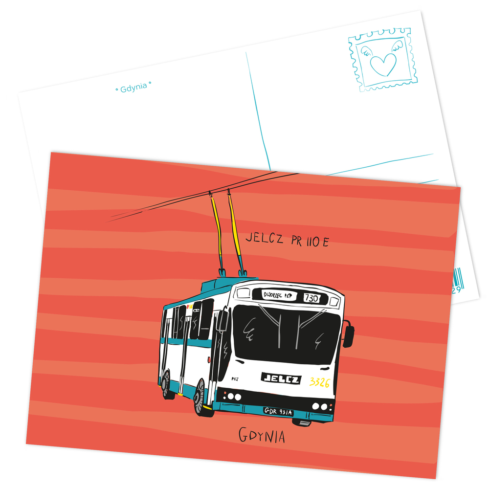 Pocztówka Gdynia Trolejbus Jelcz PR110E 1