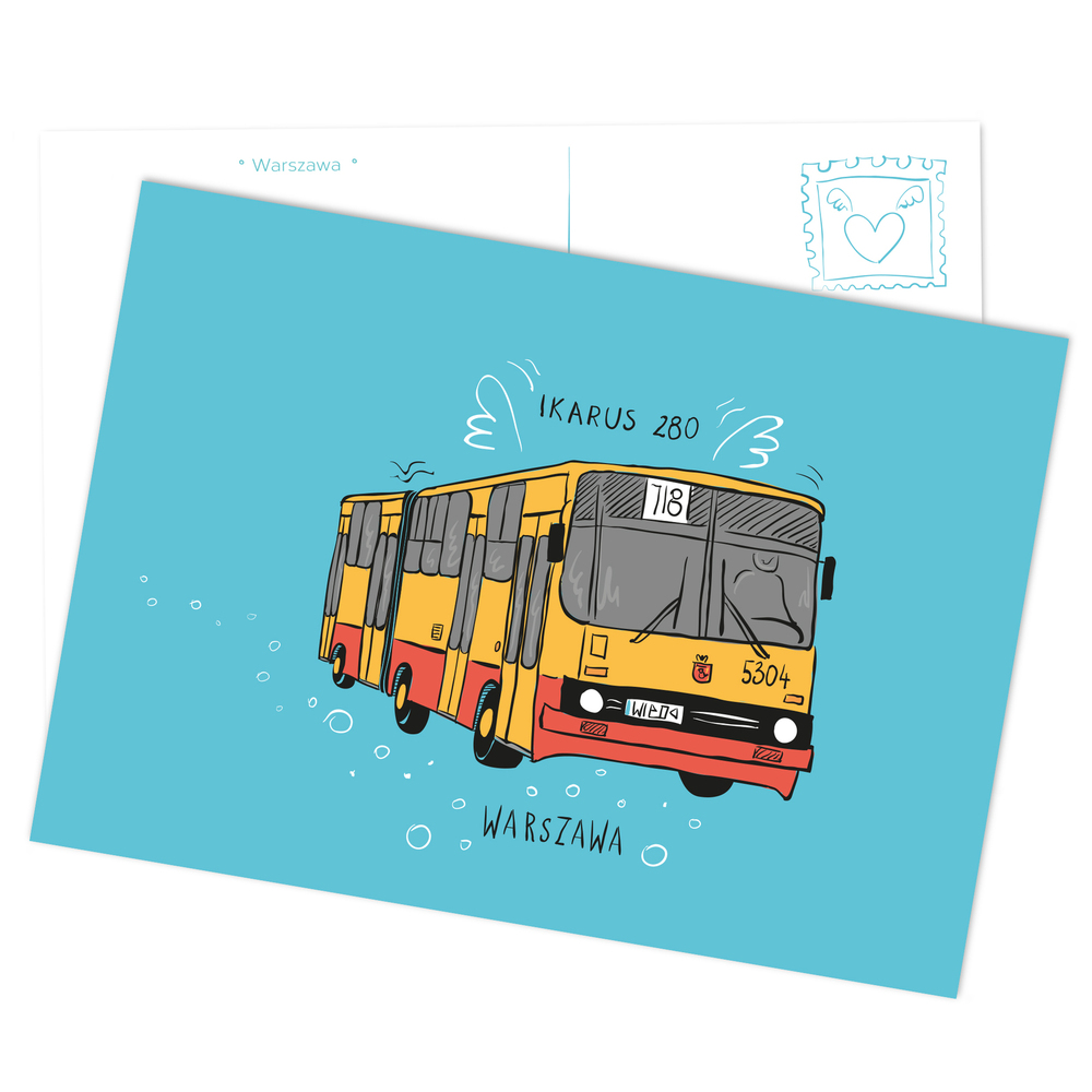 Pocztówka Warszawa Autobus Ikarus 280 1