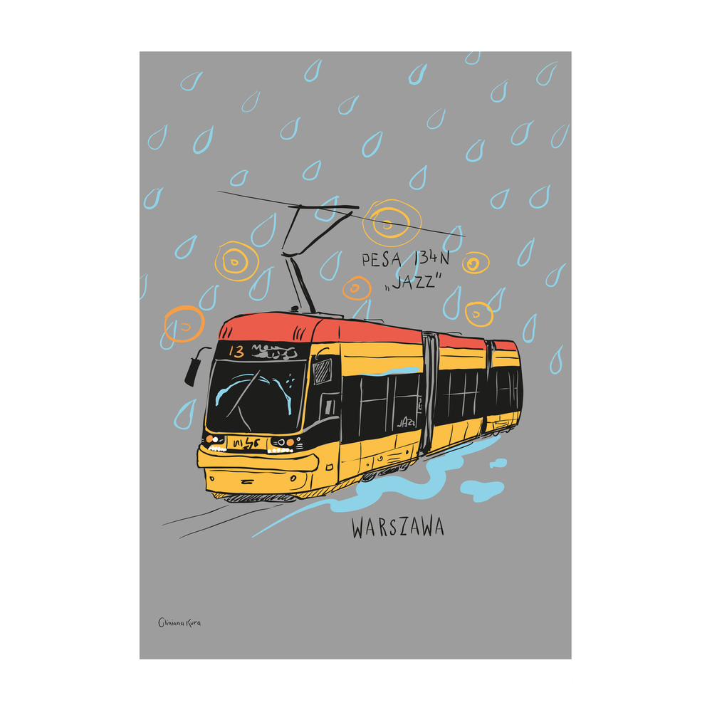 Plakat A4 Warszawa Tramwaj Pesa 134N "Jazz" 1