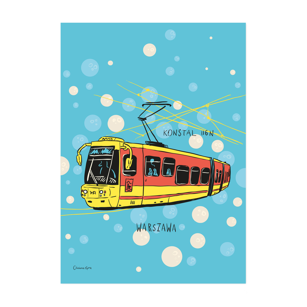 Plakat A4 Warszawa Tramwaj Konstal 116N 1