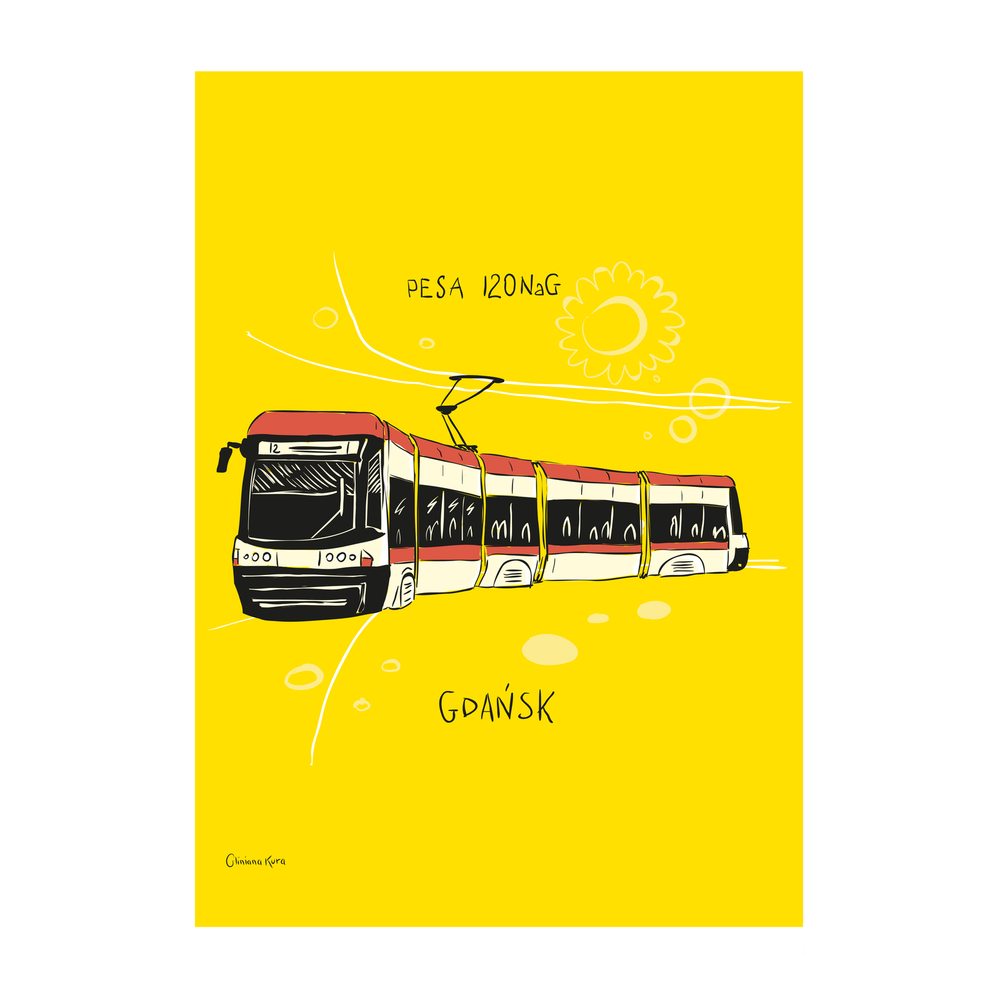 Plakat A4 Gdańsk Tramwaj Pesa 120NaG 1