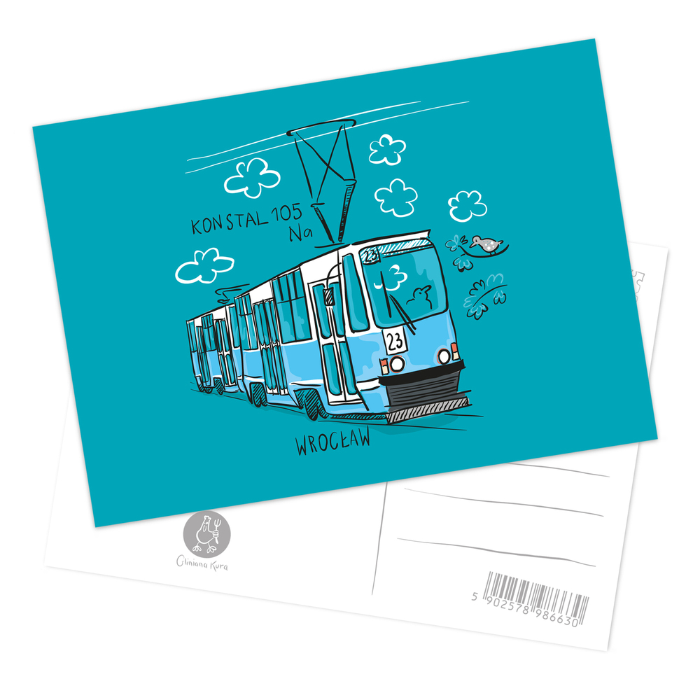 Pocztówka Wrocław Tramwaj Konstal 105Na 1