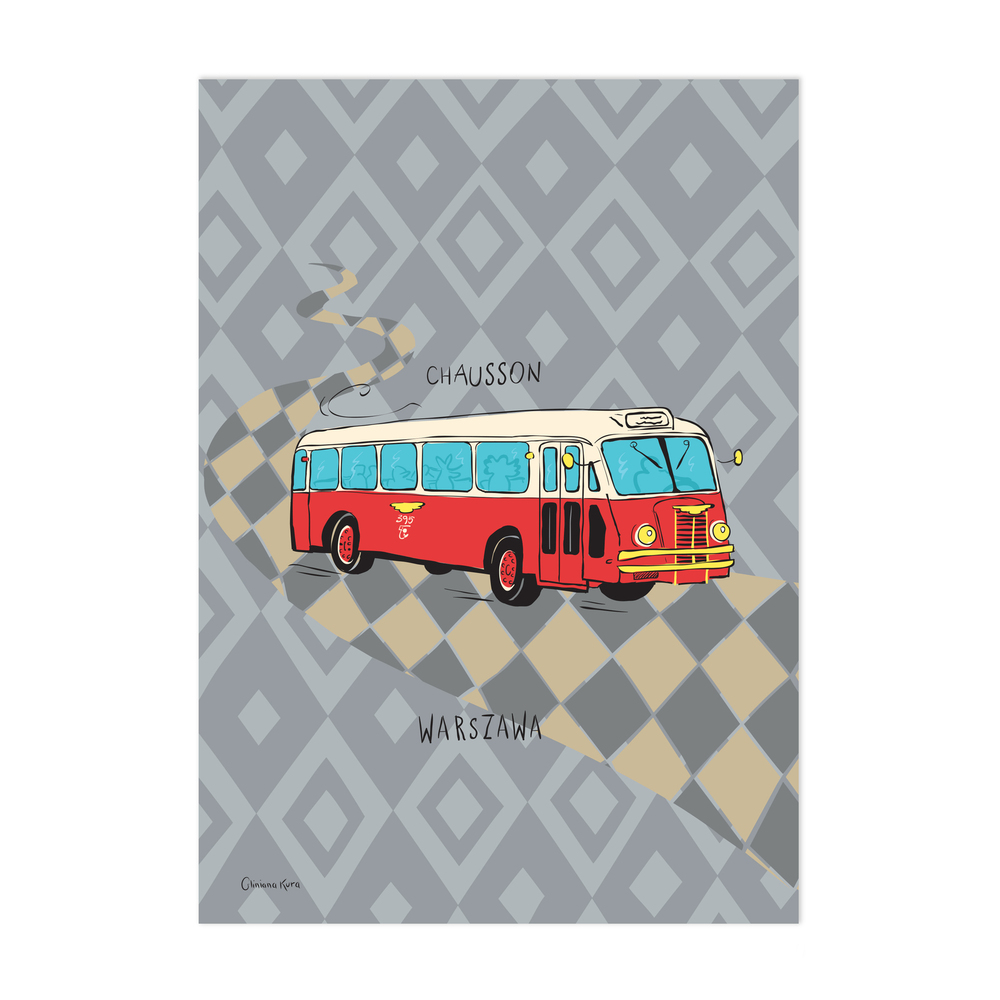 Plakat A4 Warszawa Autobus Chausson 1