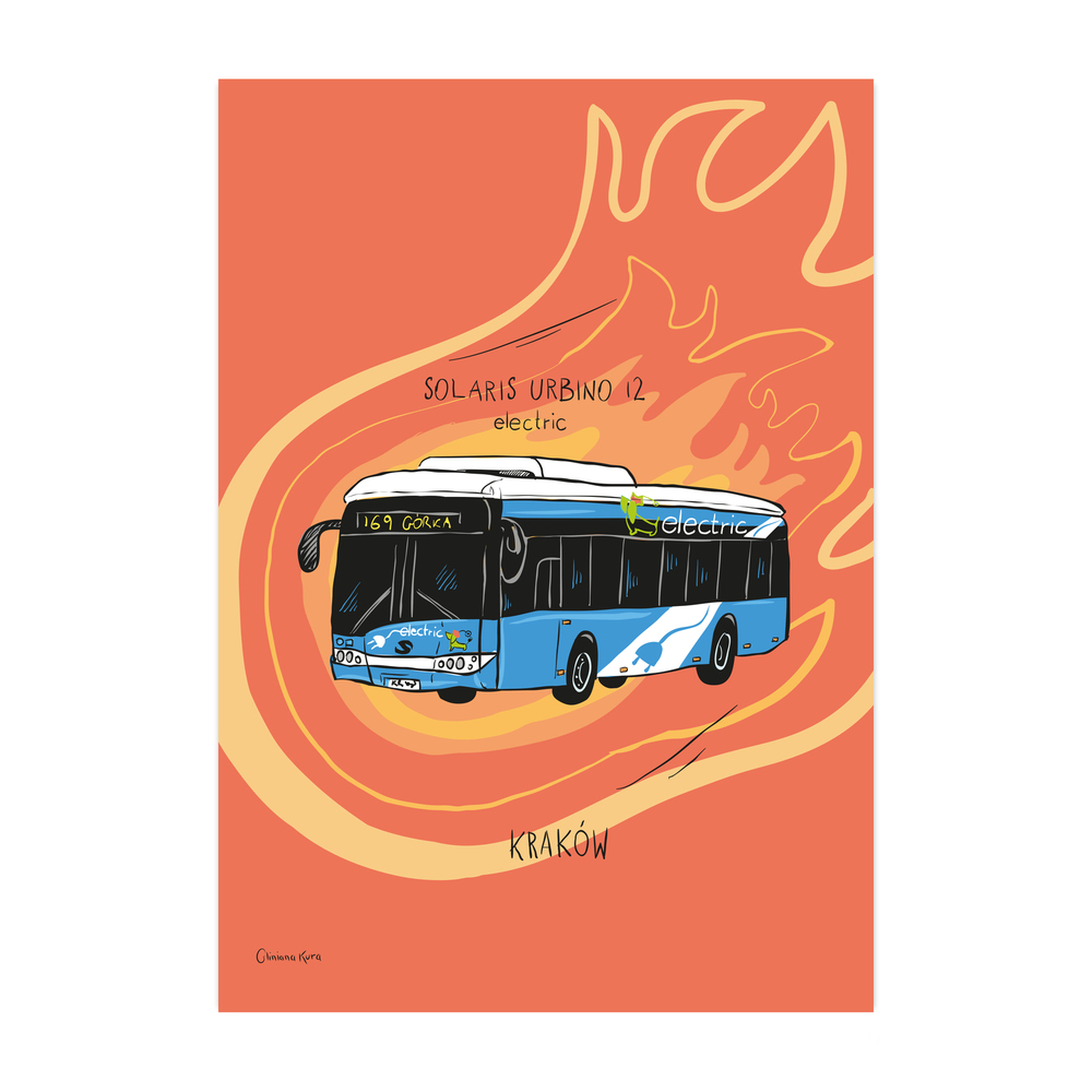 Plakat A4 Kraków Autobus Solaris Urbino 12 electric 1