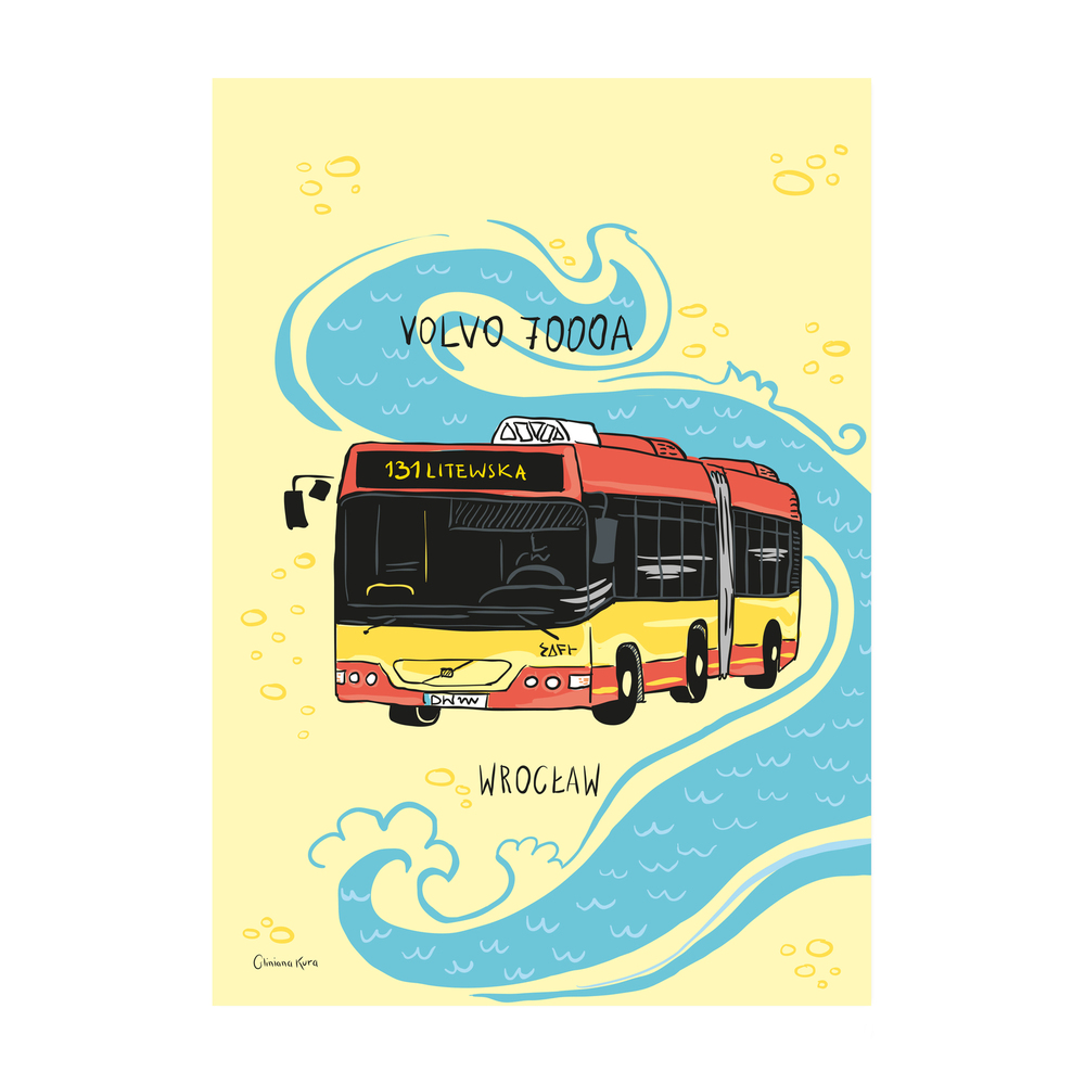 Plakat A4 Wrocław Autobus Volvo 7000A 1