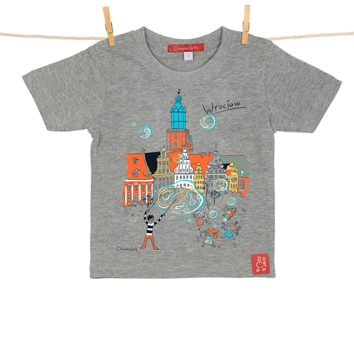 Tshirt Dziecięcy Wrocław Kamieniczki szary 2 lata 1