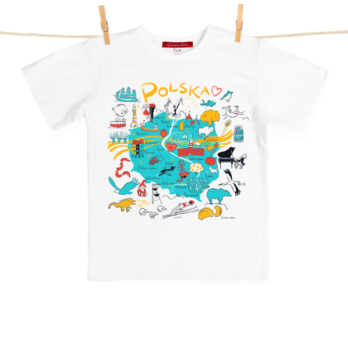 Tshirt Dziecięcy Polska biały 7-8 lat 1