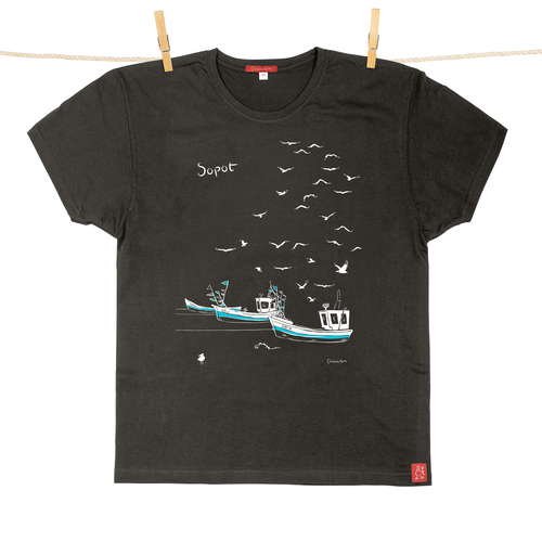Tshirt Męski Sopot Kutry grafitowy 3XL 1