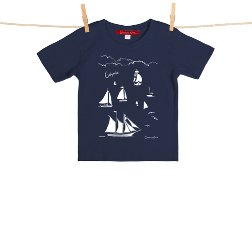 Tshirt Dziecięcy Gdynia Żaglowce granatowy 2 lata 1