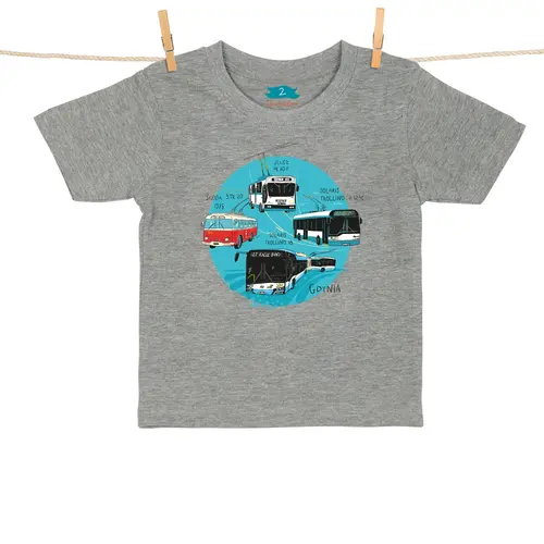 Tshirt Dziecięcy Gdynia Trolejbusy szary, 2 lata 1