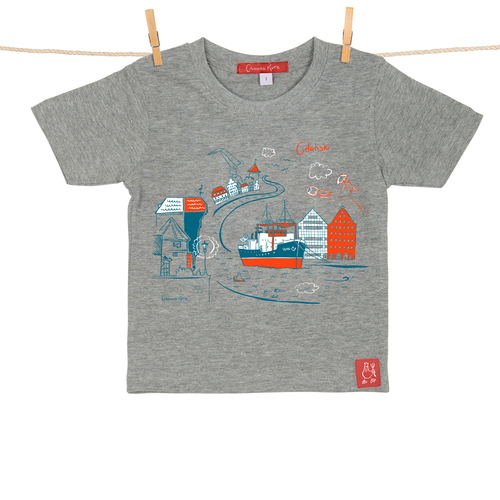 Tshirt Dziecięcy Gdańsk Żuraw i Sołdek szary 2 lata 1
