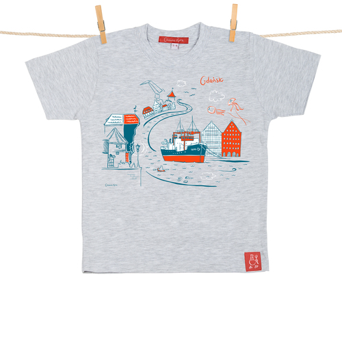 Tshirt Dziecięcy Gdańsk Żuraw i Sołdek szary 12-14 lat 1